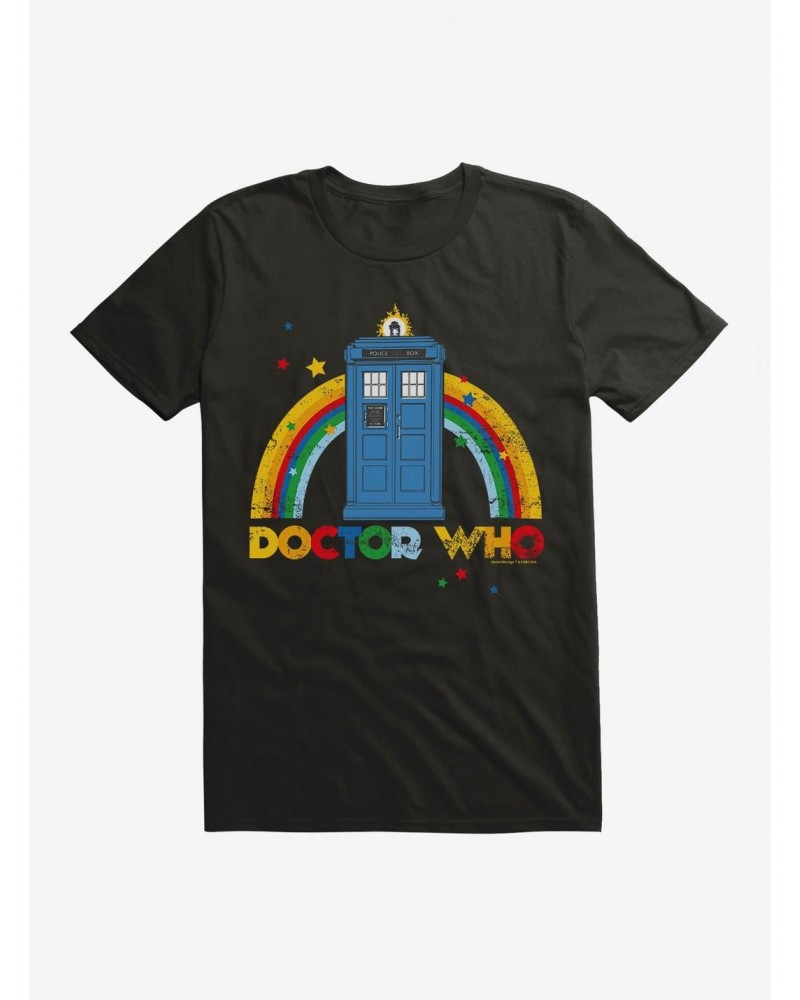 Doctor Who Thirteenth Doctor TARDIS Distressed Rainbow T-Shirt $7.17 T-Shirts