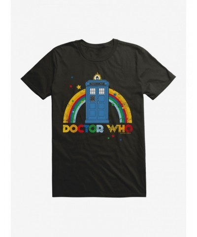 Doctor Who Thirteenth Doctor TARDIS Distressed Rainbow T-Shirt $7.17 T-Shirts