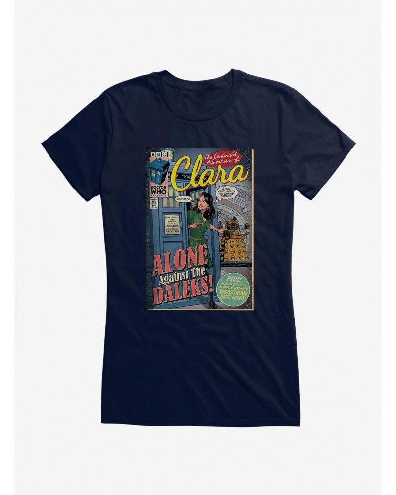 Doctor Who Clara Alone Against Daleks Comic Girls T-Shirt $8.72 T-Shirts