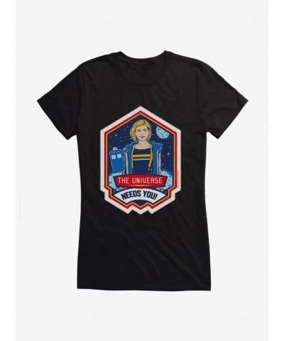 Doctor Who Thirteenth Doctor Universe Needs You Badge Girls T-Shirt $7.97 T-Shirts