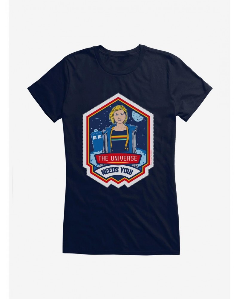 Doctor Who Thirteenth Doctor Universe Needs You Badge Girls T-Shirt $7.97 T-Shirts