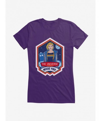 Doctor Who Thirteenth Doctor Universe Needs You Badge Girls T-Shirt $7.97 T-Shirts