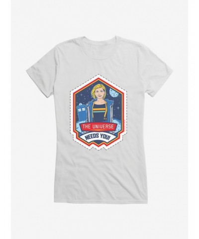 Doctor Who Thirteenth Doctor Universe Needs You Badge Girls T-Shirt $7.97 T-Shirts