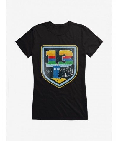 Doctor Who TARDIS Lucky Number 13 Badge Girls T-Shirt $8.47 T-Shirts