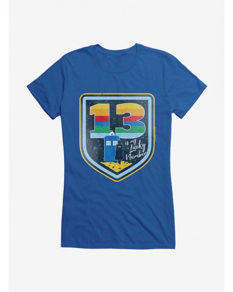 Doctor Who TARDIS Lucky Number 13 Badge Girls T-Shirt $8.47 T-Shirts