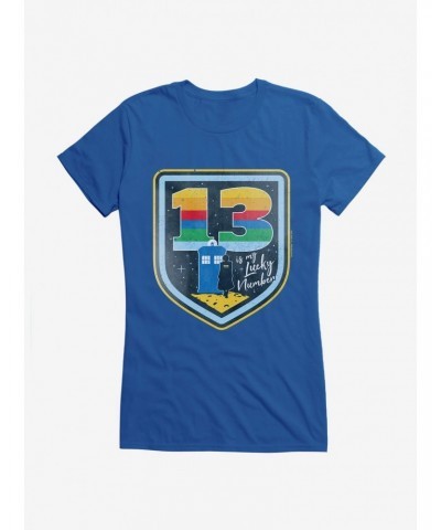 Doctor Who TARDIS Lucky Number 13 Badge Girls T-Shirt $8.47 T-Shirts