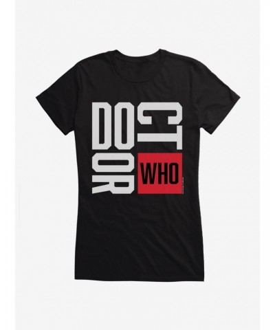 Doctor Who Red Box Font Girls T-Shirt $12.20 T-Shirts