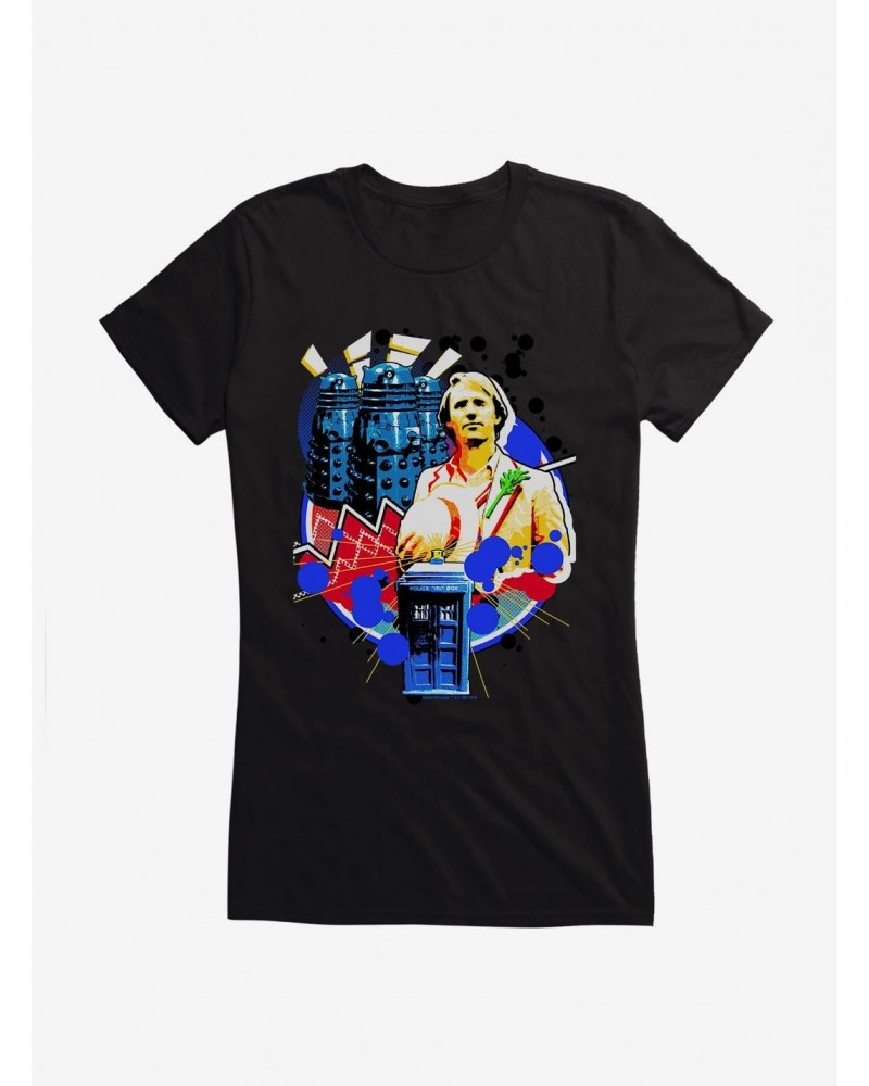 Doctor Who Daleks and Fifth Doctor Girls T-Shirt $7.47 T-Shirts