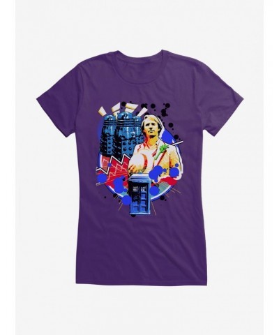 Doctor Who Daleks and Fifth Doctor Girls T-Shirt $7.47 T-Shirts