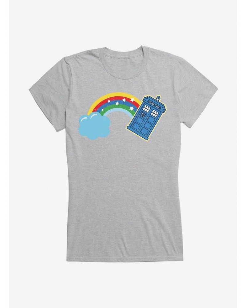 Doctor Who Thirteenth Doctor Distressed TARDIS Rainbow Girls T-Shirt $10.46 T-Shirts