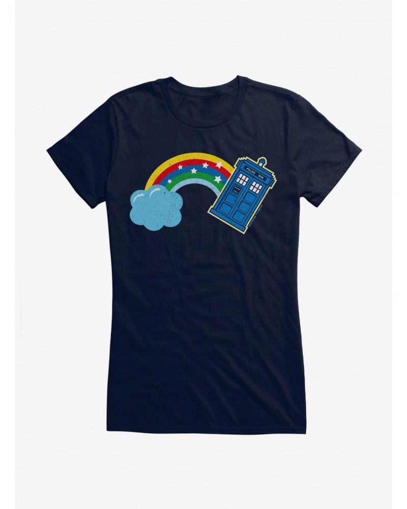 Doctor Who Thirteenth Doctor Distressed TARDIS Rainbow Girls T-Shirt $10.46 T-Shirts