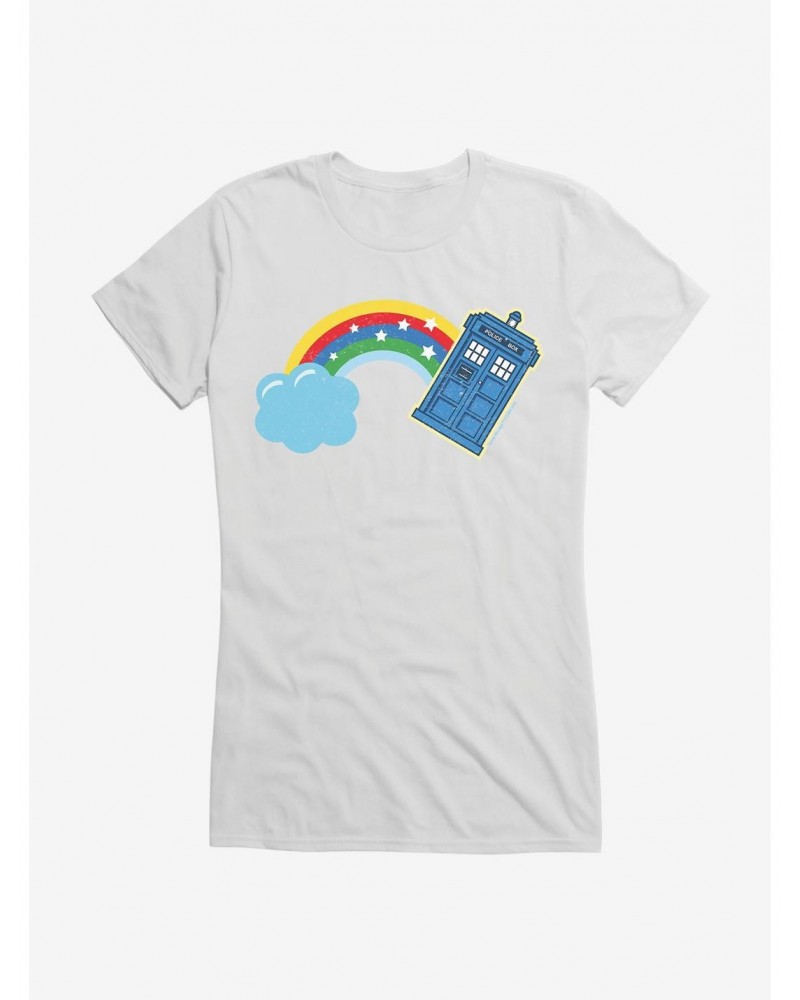 Doctor Who Thirteenth Doctor Distressed TARDIS Rainbow Girls T-Shirt $10.46 T-Shirts