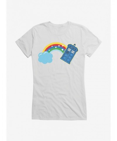 Doctor Who Thirteenth Doctor Distressed TARDIS Rainbow Girls T-Shirt $10.46 T-Shirts