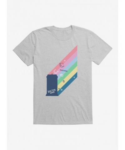 Doctor Who Thirteenth Doctor TARDIS Rainbow Script T-Shirt $10.28 T-Shirts