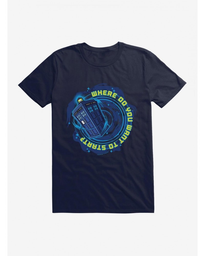 Doctor Who TARDIS Where To Start T-Shirt $11.71 T-Shirts