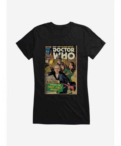 Doctor Who Twelfth Doctor Half Face Man Comic Girls T-Shirt $9.96 T-Shirts