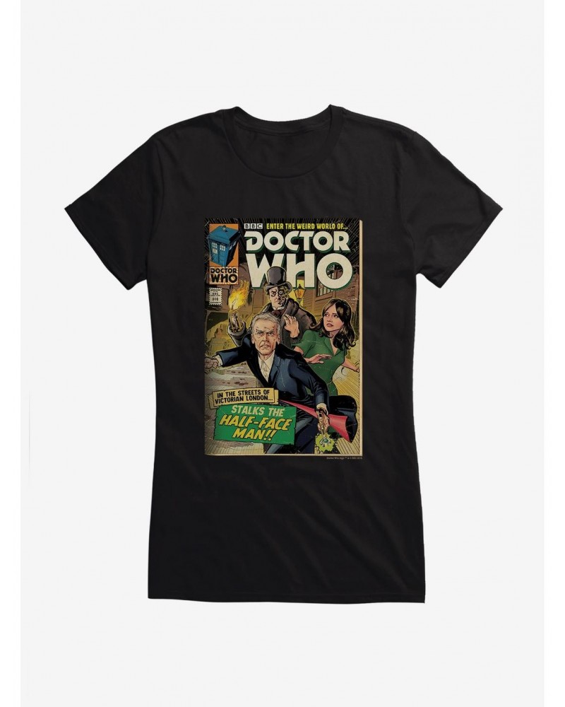 Doctor Who Twelfth Doctor Half Face Man Comic Girls T-Shirt $9.96 T-Shirts