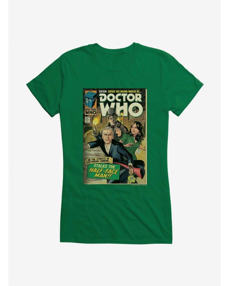 Doctor Who Twelfth Doctor Half Face Man Comic Girls T-Shirt $9.96 T-Shirts