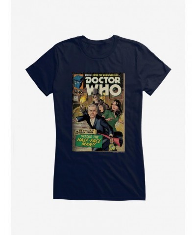 Doctor Who Twelfth Doctor Half Face Man Comic Girls T-Shirt $9.96 T-Shirts