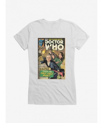 Doctor Who Twelfth Doctor Half Face Man Comic Girls T-Shirt $9.96 T-Shirts