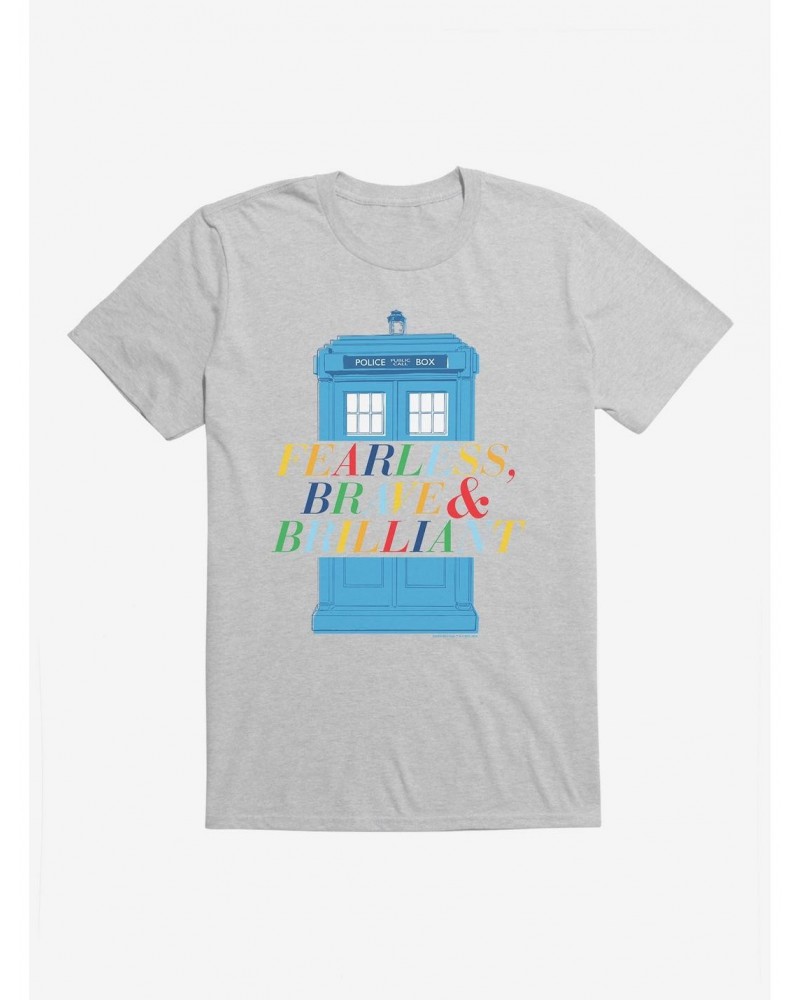 Doctor Who Fearless, Brave And Brilliant Tardis Black T-Shirt $7.65 T-Shirts