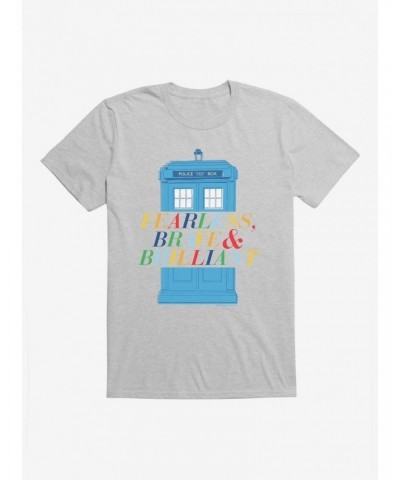 Doctor Who Fearless, Brave And Brilliant Tardis Black T-Shirt $7.65 T-Shirts