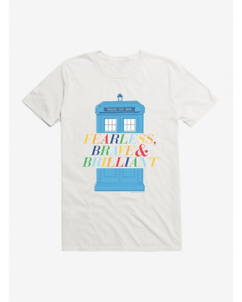 Doctor Who Fearless, Brave And Brilliant Tardis Black T-Shirt $7.65 T-Shirts