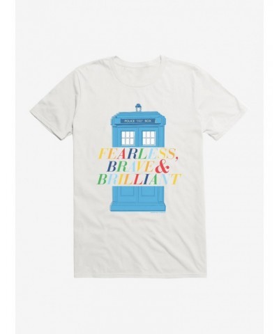 Doctor Who Fearless, Brave And Brilliant Tardis Black T-Shirt $7.65 T-Shirts