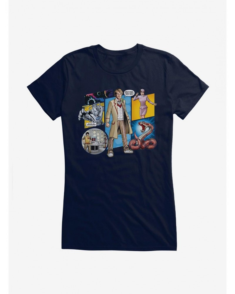 Doctor Who The Fifth Doctor Comic Scene Girls T-Shirt $9.71 T-Shirts