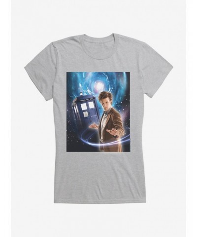 Doctor Who Eleventh Doctor And TARDIS Space Girls Navy Blue T-Shirt $10.46 T-Shirts