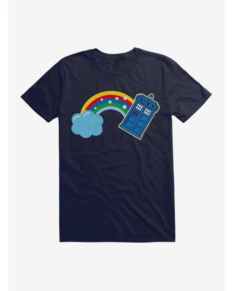 Doctor Who Thirteenth Doctor Distressed TARDIS Rainbow T-Shirt $11.47 T-Shirts