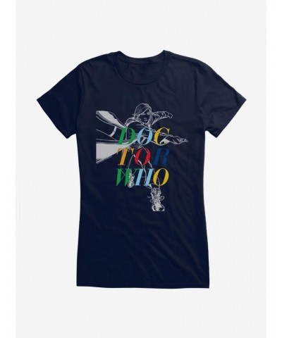 Doctor Who The Thirteenth Doctor Outline Girls Black T-Shirt $10.71 T-Shirts