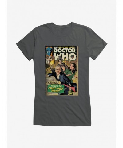 Doctor Who Half Face Man Comic Girls T-Shirt $10.46 T-Shirts