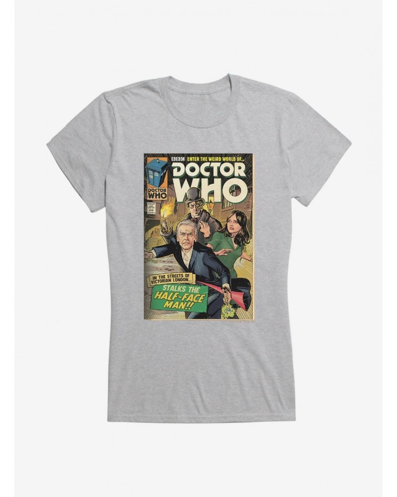 Doctor Who Half Face Man Comic Girls T-Shirt $10.46 T-Shirts