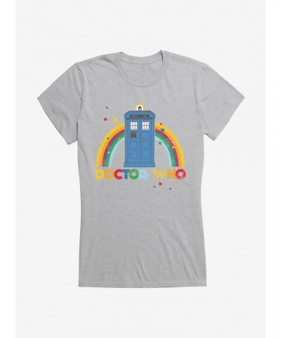 Doctor Who Thirteenth Doctor TARDIS Distressed Rainbow Girls T-Shirt $8.72 T-Shirts