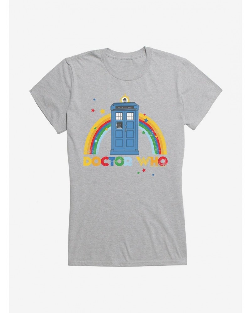 Doctor Who Thirteenth Doctor TARDIS Distressed Rainbow Girls T-Shirt $8.72 T-Shirts