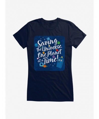 Doctor Who Saving The Universe One Planet At A Time Girls T-Shirt $12.20 T-Shirts