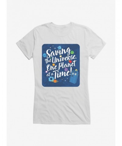 Doctor Who Saving The Universe One Planet At A Time Girls T-Shirt $12.20 T-Shirts