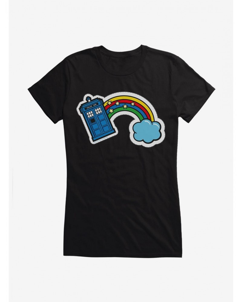 Doctor Who Thirteenth Doctor TARDIS Rainbow Stitch Badge Girls T-Shirt $7.97 T-Shirts