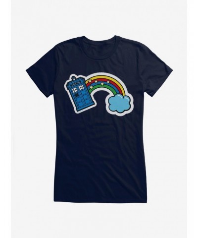 Doctor Who Thirteenth Doctor TARDIS Rainbow Stitch Badge Girls T-Shirt $7.97 T-Shirts