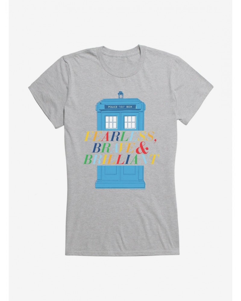 Doctor Who Fearless, Brave And Brilliant Tardis Girls Black T-Shirt $8.22 T-Shirts