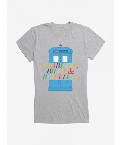 Doctor Who Fearless, Brave And Brilliant Tardis Girls Black T-Shirt $8.22 T-Shirts