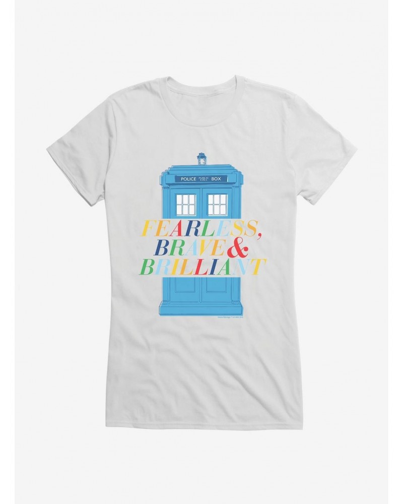 Doctor Who Fearless, Brave And Brilliant Tardis Girls Black T-Shirt $8.22 T-Shirts