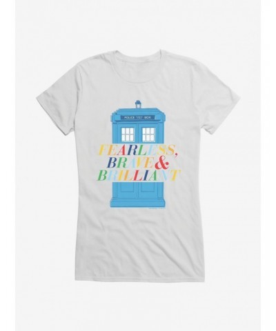 Doctor Who Fearless, Brave And Brilliant Tardis Girls Black T-Shirt $8.22 T-Shirts