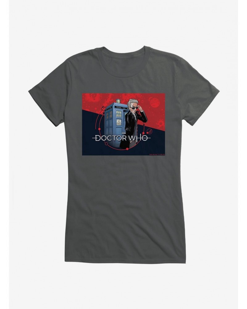 Doctor Who Twelfth Doctor In Shades TARDIS Comic Girls T-Shirt $7.72 T-Shirts