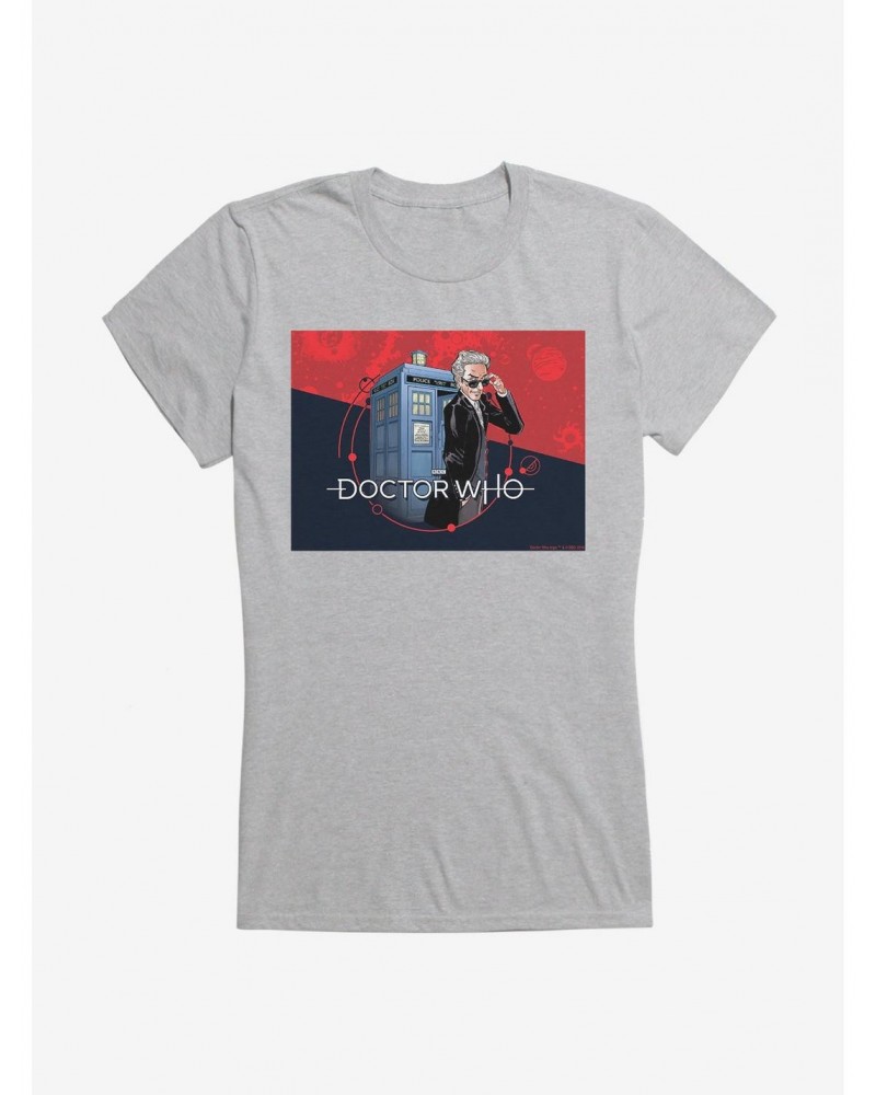 Doctor Who Twelfth Doctor In Shades TARDIS Comic Girls T-Shirt $7.72 T-Shirts