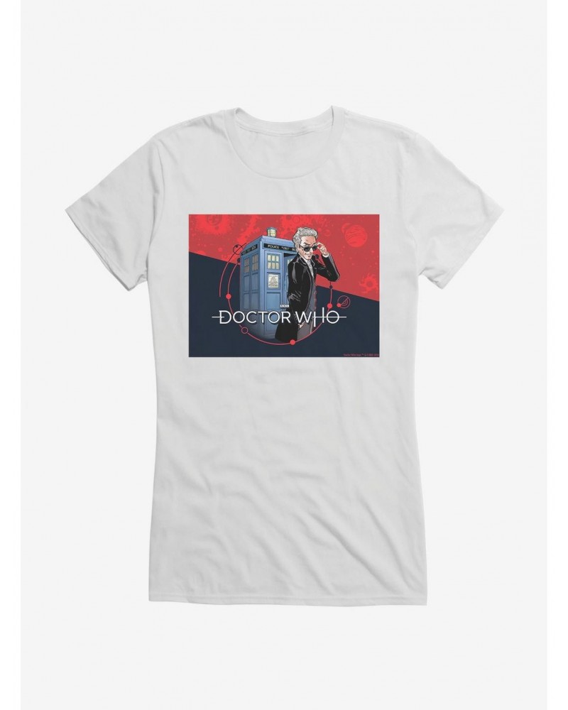 Doctor Who Twelfth Doctor In Shades TARDIS Comic Girls T-Shirt $7.72 T-Shirts