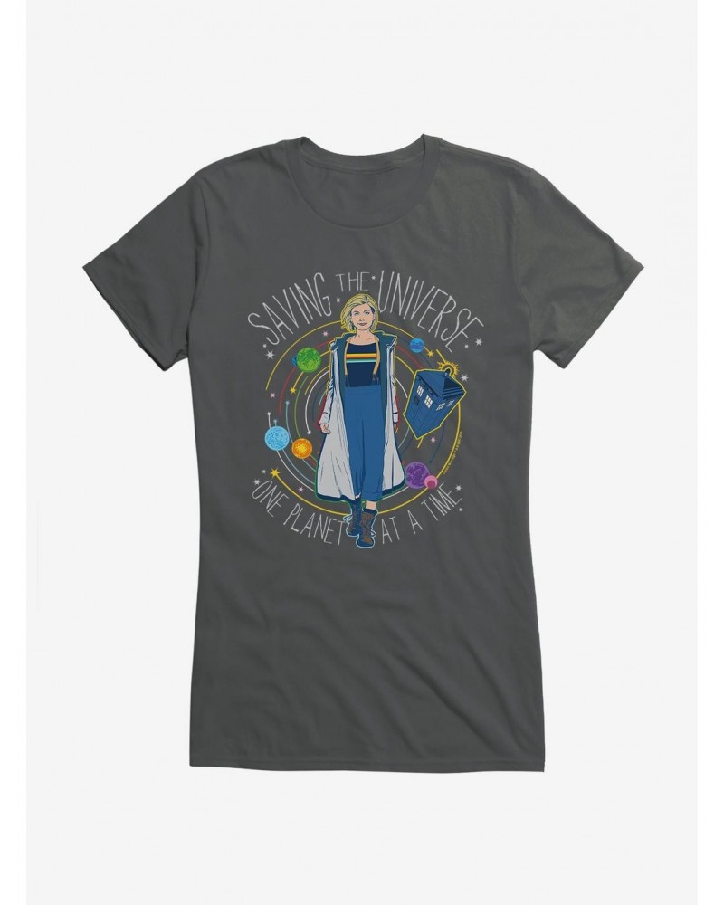 Doctor Who The Thirteenth Doctor Saving The Universe One Planet At A Time Girls Black T-Shirt $11.70 T-Shirts