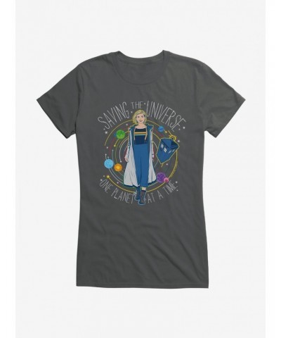 Doctor Who The Thirteenth Doctor Saving The Universe One Planet At A Time Girls Black T-Shirt $11.70 T-Shirts