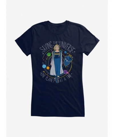 Doctor Who The Thirteenth Doctor Saving The Universe One Planet At A Time Girls Black T-Shirt $11.70 T-Shirts